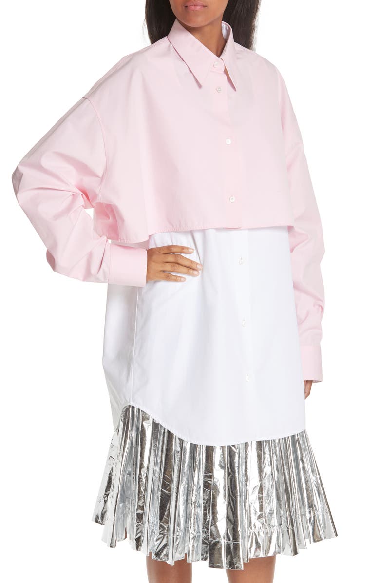 CALVIN KLEIN 205W39NYC Layered Cotton Poplin Shirt, Alternate, color, 