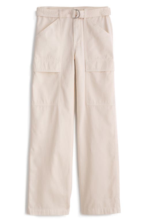 Shop Madewell Belted Slouchy Straight Leg Cargo Pants In Vintage Ivory
