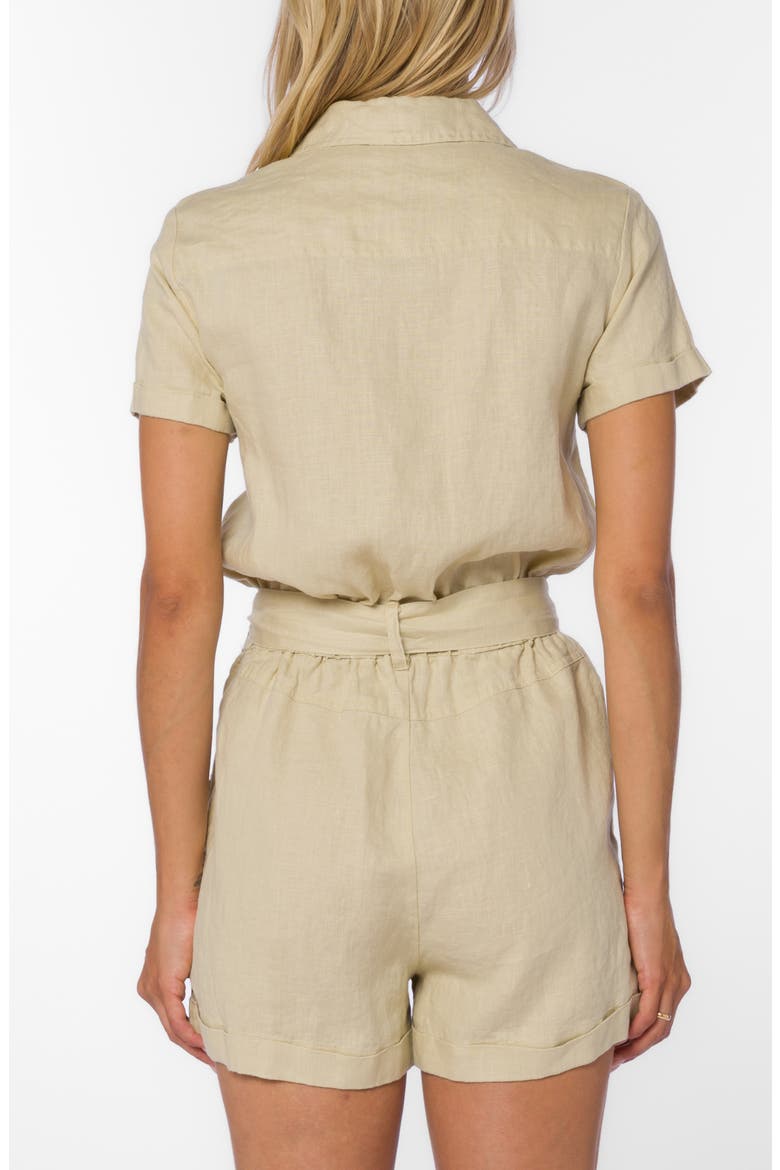 Rosalie Belted Linen Romper, Alternate, color, NATURAL