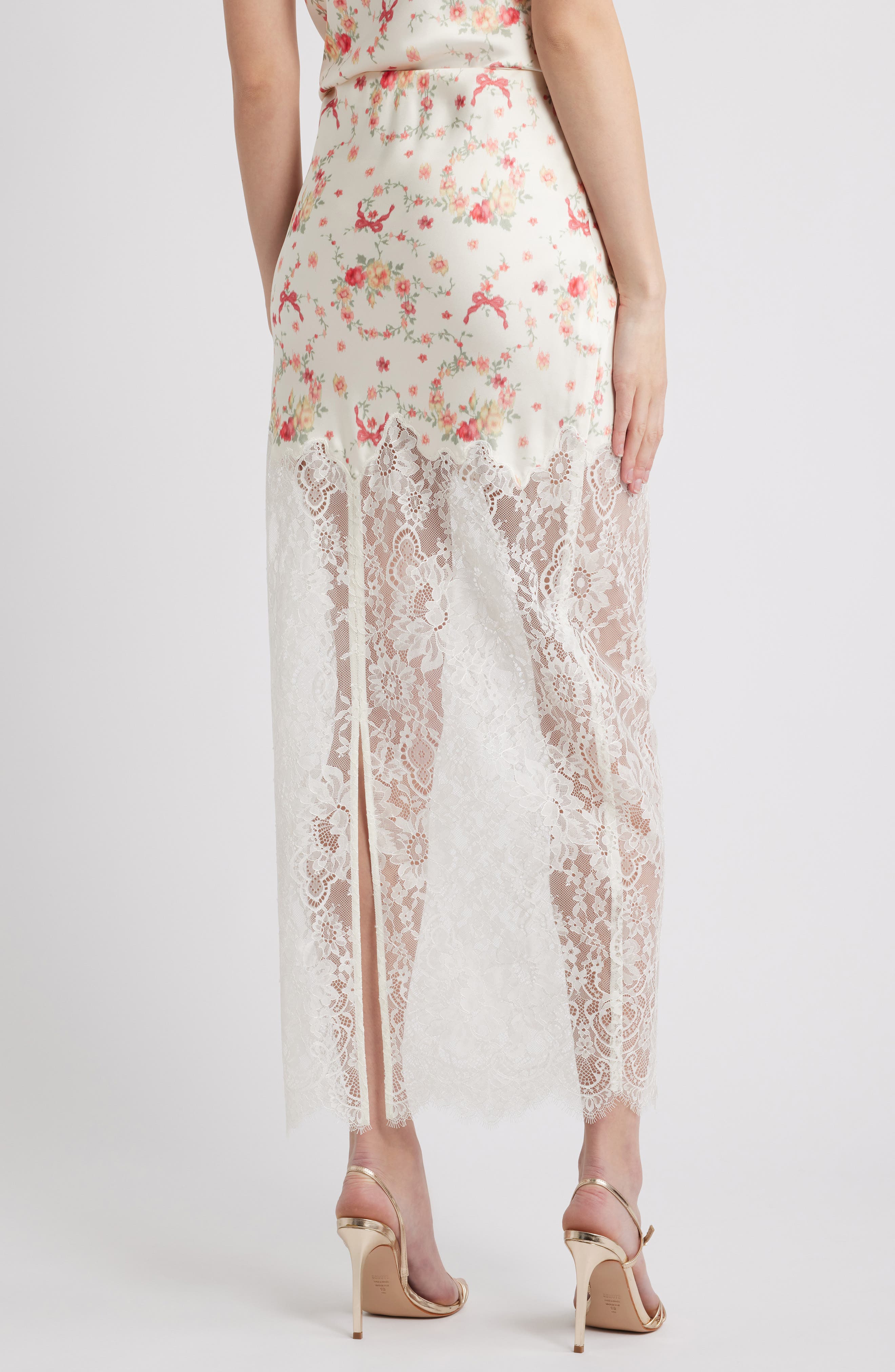 Ilene Floral Print Lace Maxi Skirt - image 2