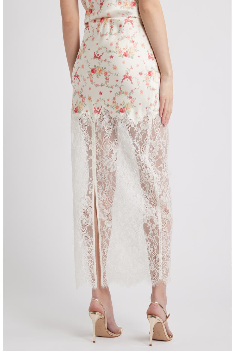 Ilene Floral Print Lace Maxi Skirt, Alternate, color, ECRU GARDENIA