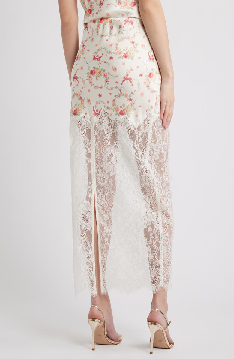 LoveShackFancy Ilene Floral Print Lace Maxi Skirt, Alternate, color, Ecru Gardenia