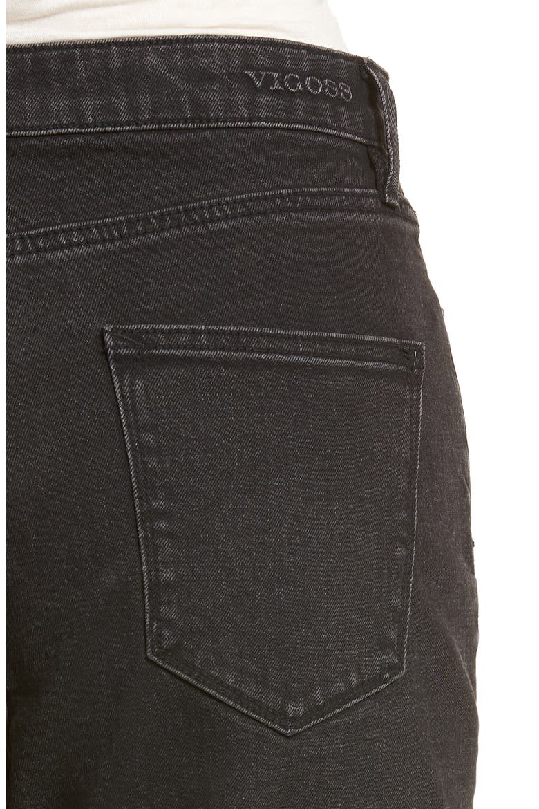 High Waist Crop Mom Jeans, Alternate, color, WASHED BLACK