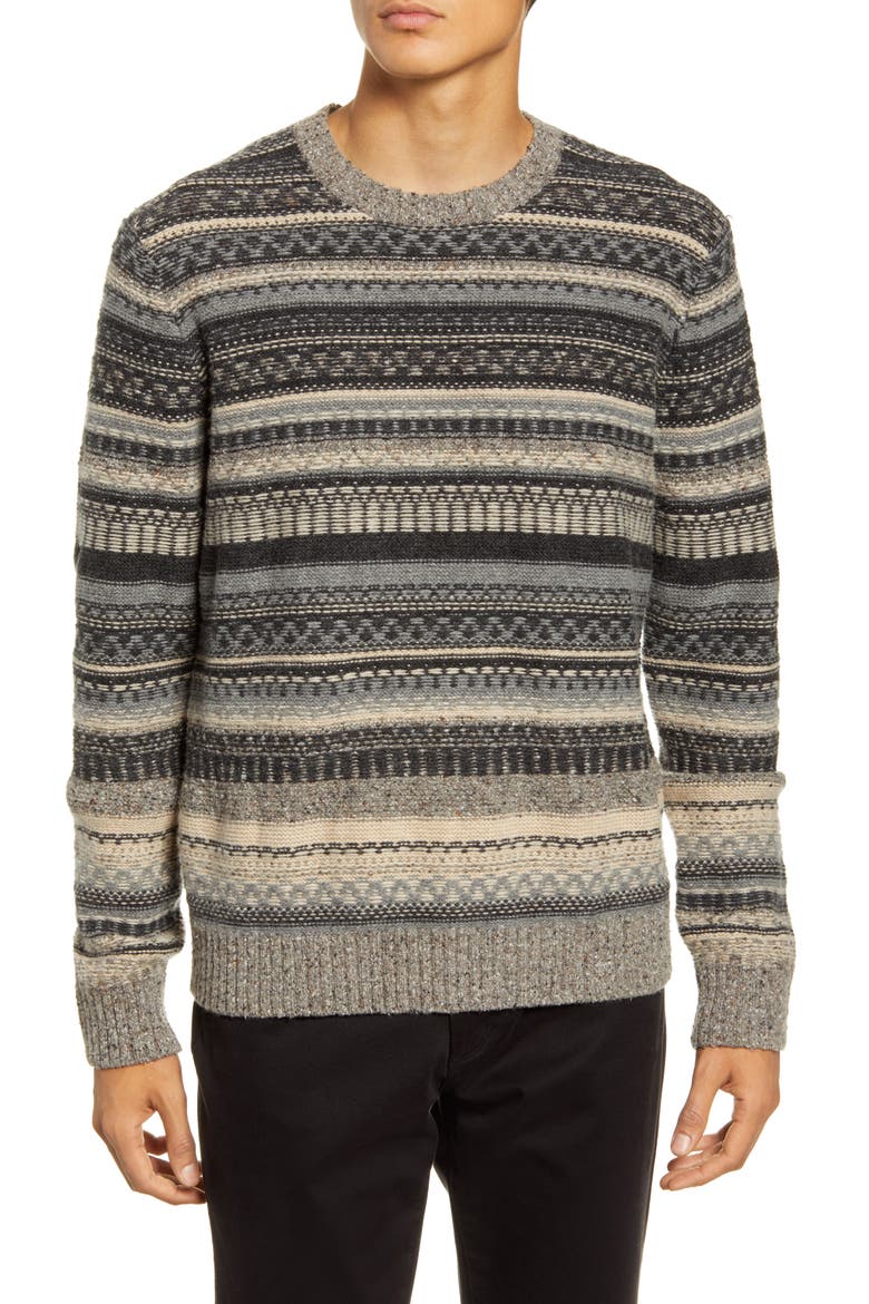 Fair Isle Crewneck Wool Blend Sweater, Main, color, WOODLAND