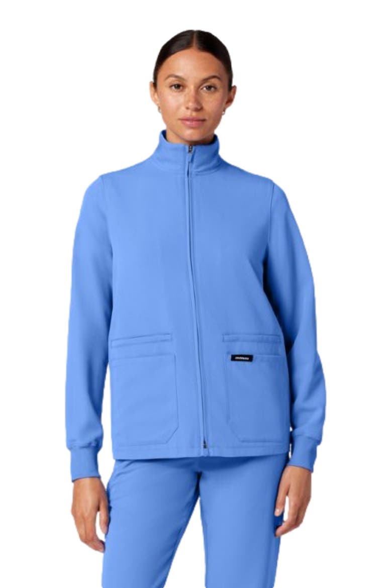 Ceri Women's 6-Pocket Classic Scrub Jacket, Main, color, Ceil Blue