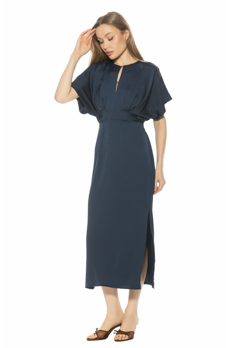 Sylvi Draped Sleeve Midi Dress, Alternate, color, LAPIS