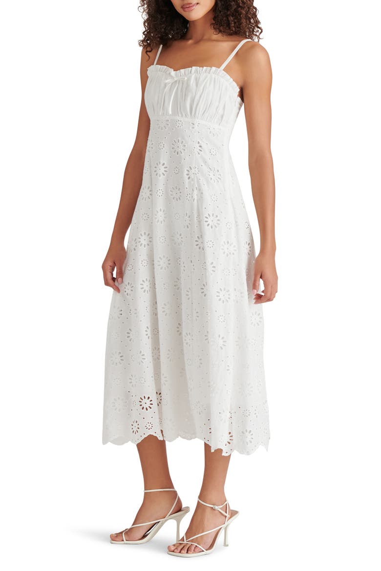 Ava Cotton Eyelet Midi Dress, Alternate, color, WHITE