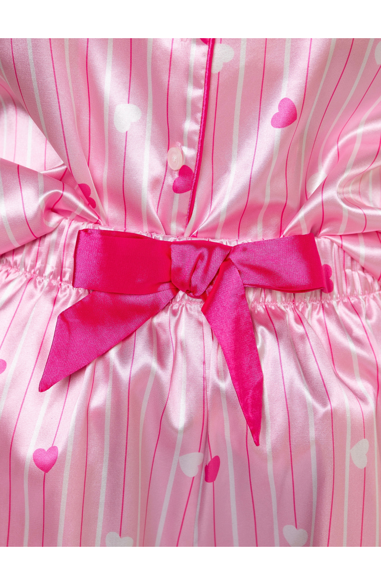 Mia Belle Girls Valentine's Day Silky Heart Pajama Set, Alternate, color, Pink