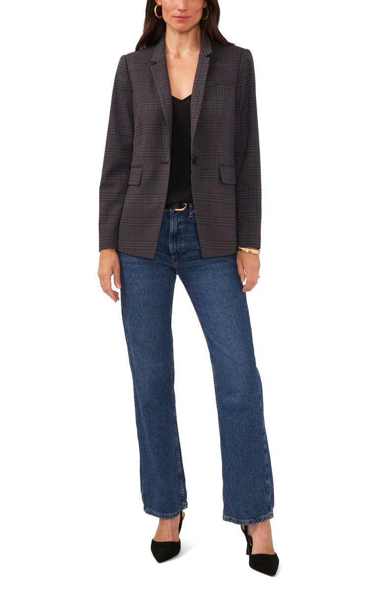 Vince Camuto Plaid One-Button Blazer, Alternate, color, 