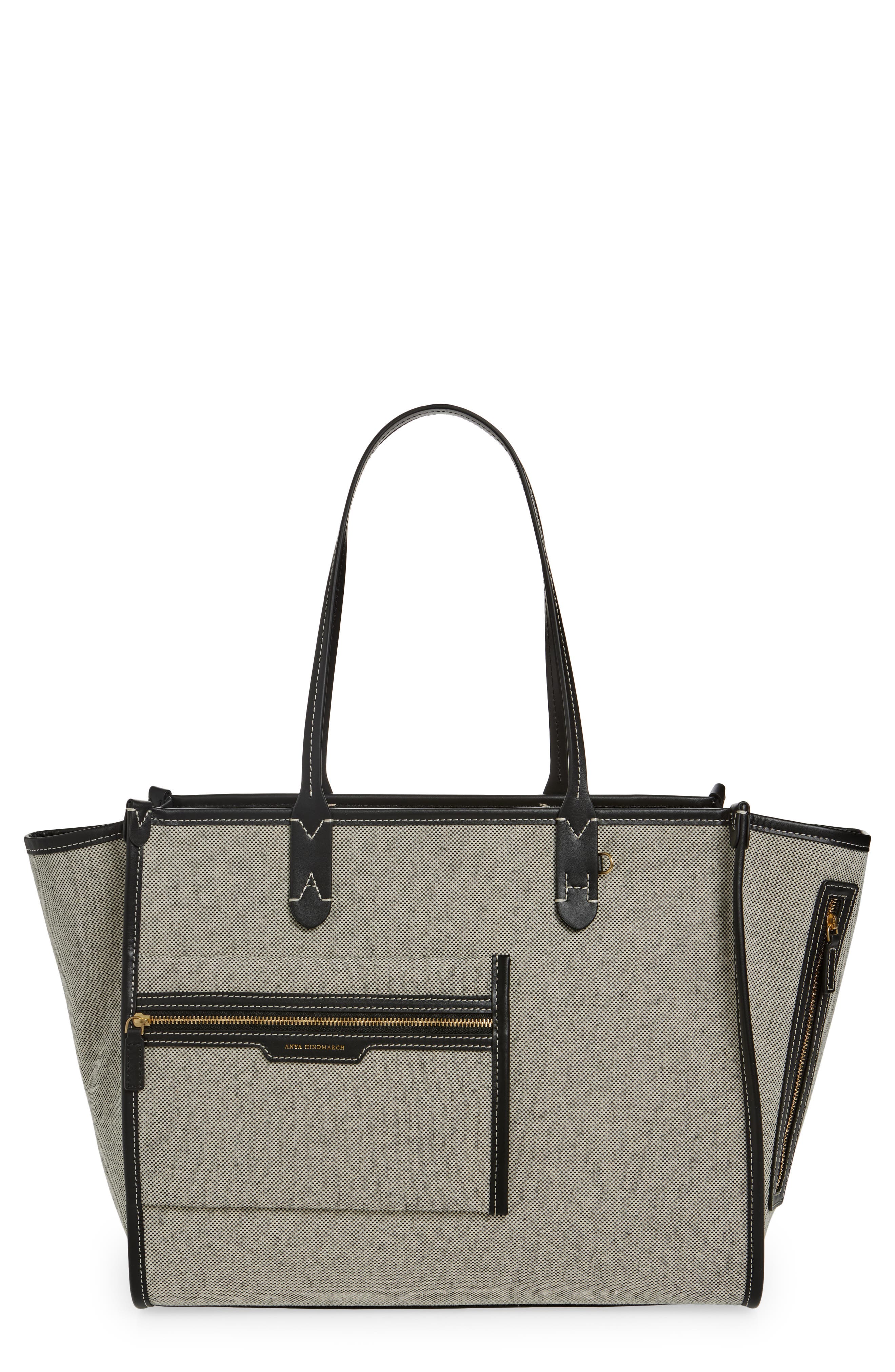 Anya Hindmarch Pocket Canvas Tote, Main, color, 