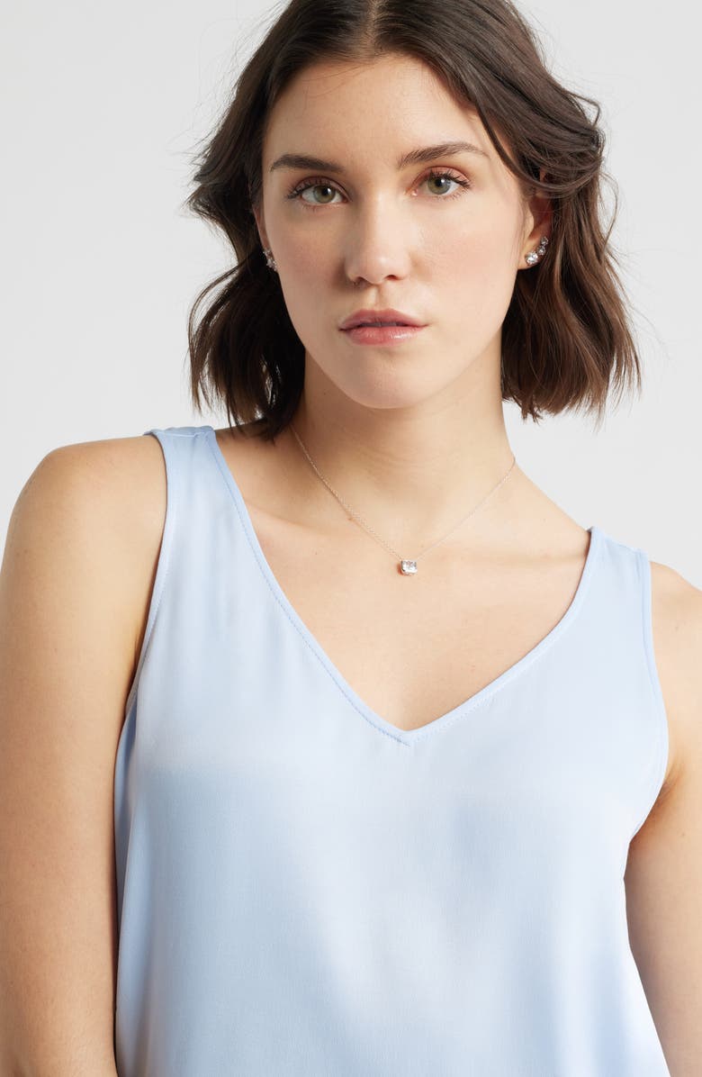 Nordstrom Cushion Cut Cubic Zirconia Pendant Necklace, Alternate, color, Clear- Platinum Plated