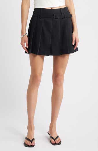 Open Edit Pleated Belted Miniskort