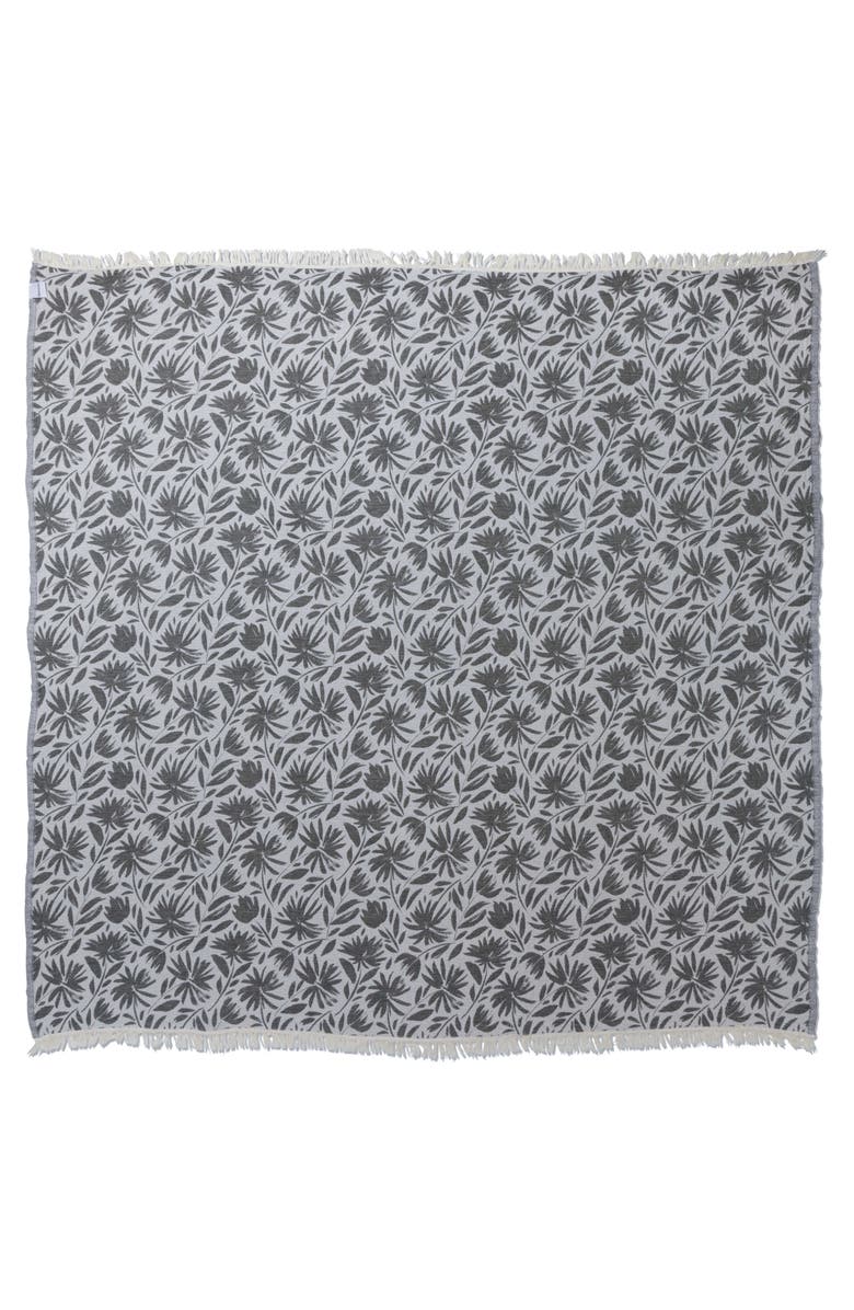 InfuseZen Whimsical Flower Organic Reversible Muslin Blanket, Alternate, color, Black