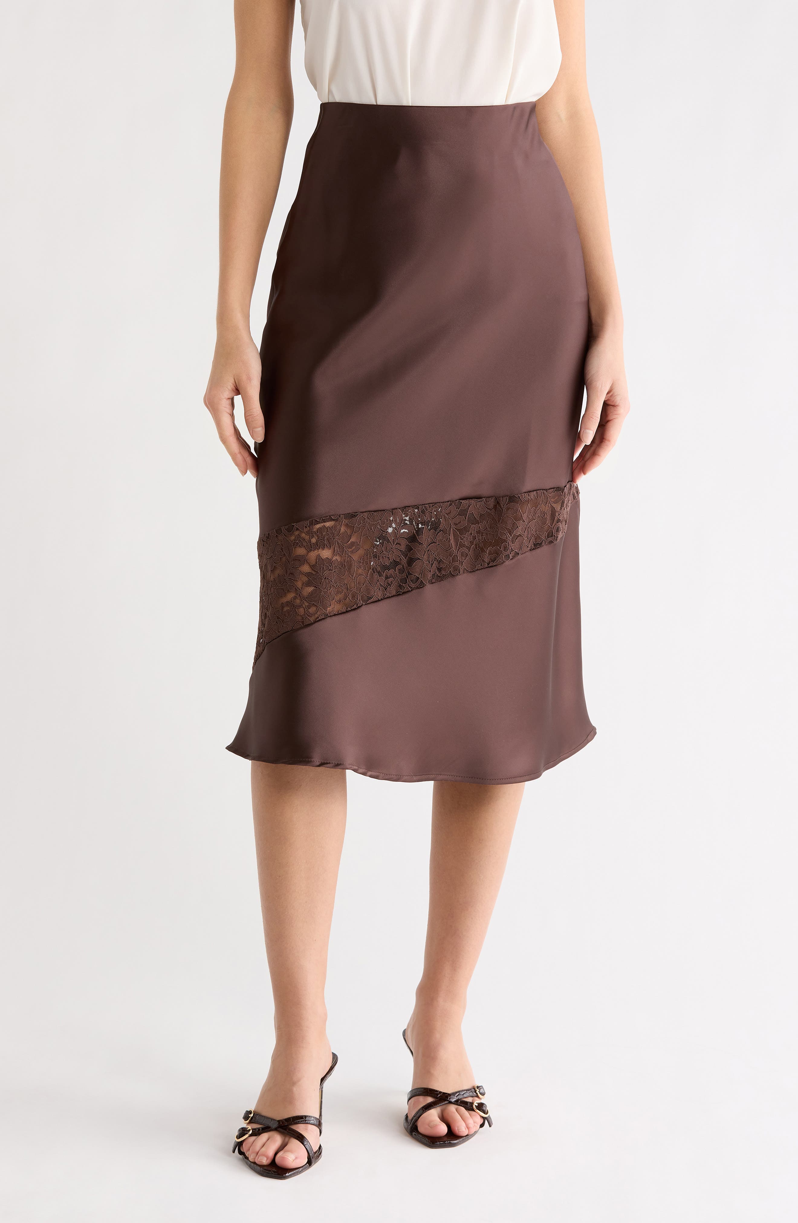 Satin & Lace Midi Skirt - image 3