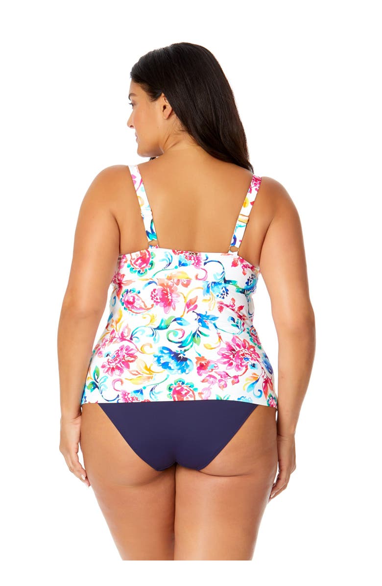 Anne Cole Plus Women's Plus Live In Color Twist Front Underwire Tankini Swim Top, Alternate, color,