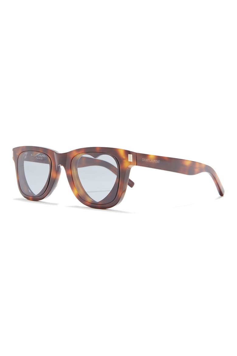 50mm Rectangle Heart Sunglasses, Alternate, color, HAVANA HAVANA GREY/ GRY