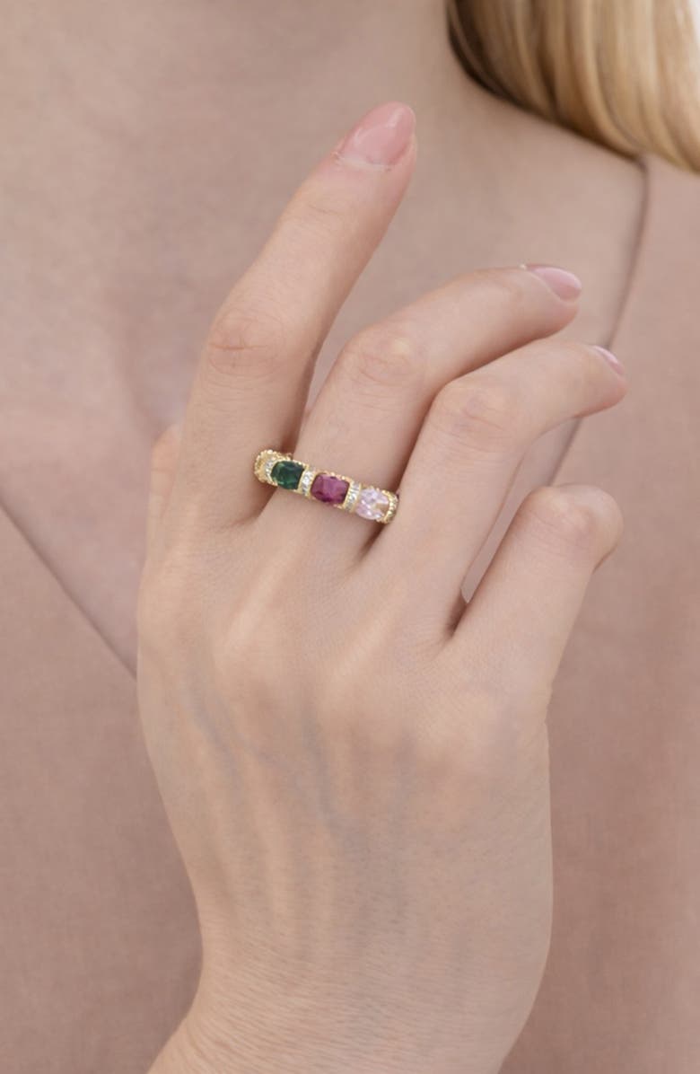 EYE CANDY LOS ANGELES Liora Rainbow Cubic Zirconia Eternity Ring, Alternate, color, Gold