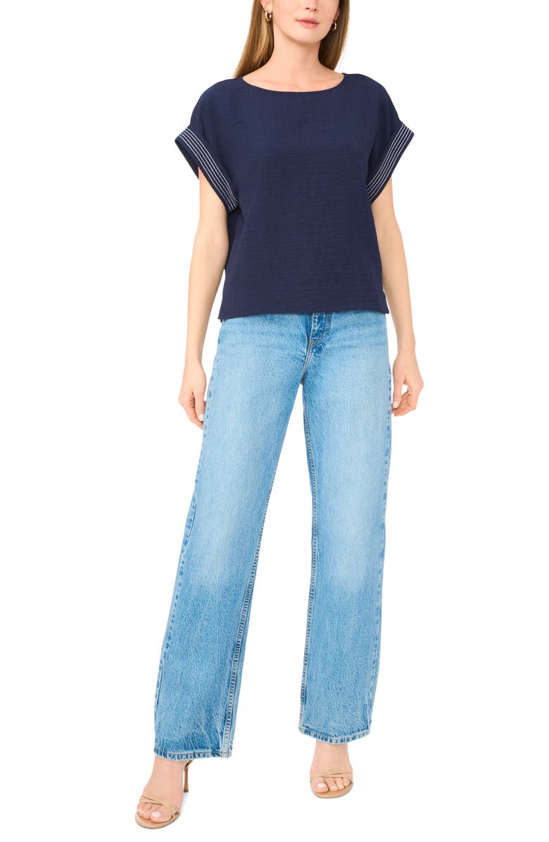Halogen<sup>®</sup> Stitch Cuff Top, Alternate, color, Classic Navy