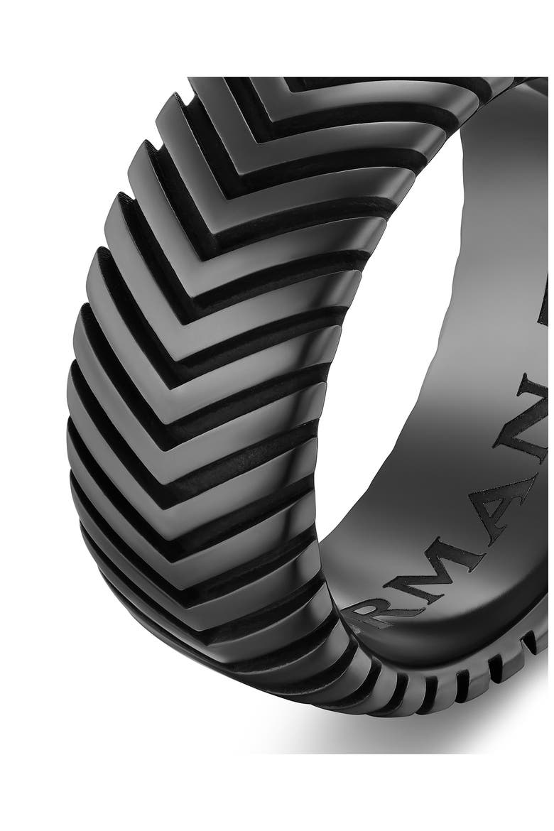 Men's Chevron Band Ring in Black Titanium, 10mm, Alternate, color, BLACK