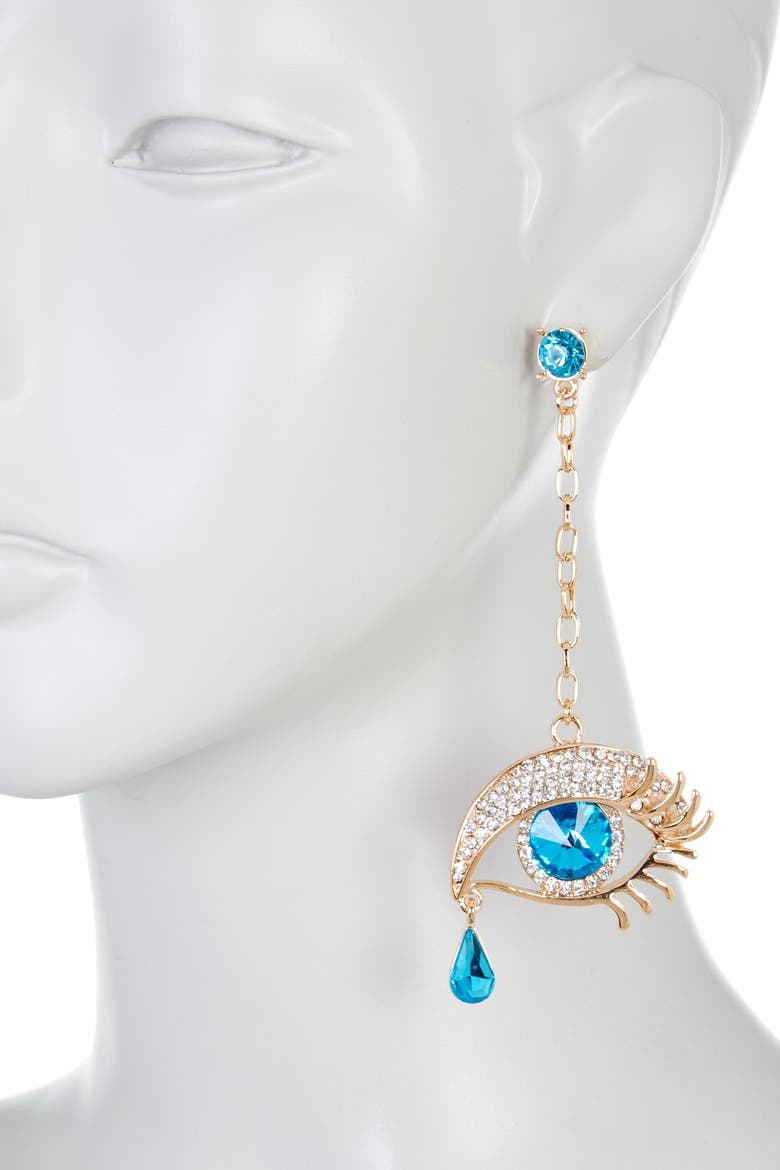 Eye My Ear Drop Earrings, Alternate, color, GOLD