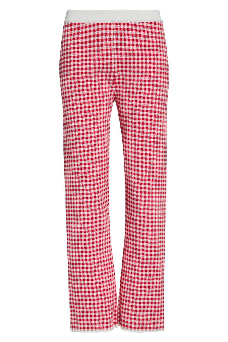 Micah Gingham High Waist Crop Flare Pants, Main, color, RED GINGHAM