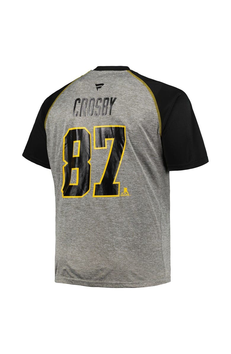 FANATICS Men's Fanatics Branded Sidney Crosby Heather Gray/Black Pittsburgh Penguins Big & Tall Contrast Raglan Name & Number T-Shirt, Alternate, color, 