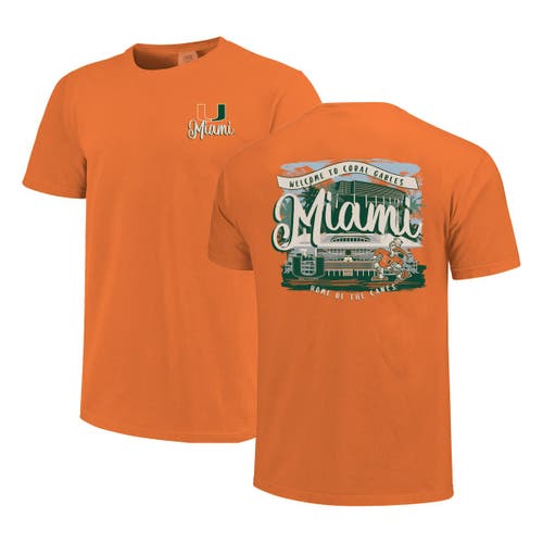 Image One Orange Miami Hurricanes Comfort Colors Campus Scene Drawing Script T-shirt In Orange