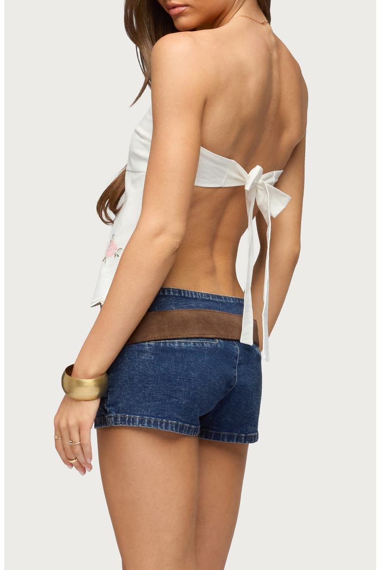 Shiri Embroidered Strapless Open Back Top, Alternate, color, WHITE