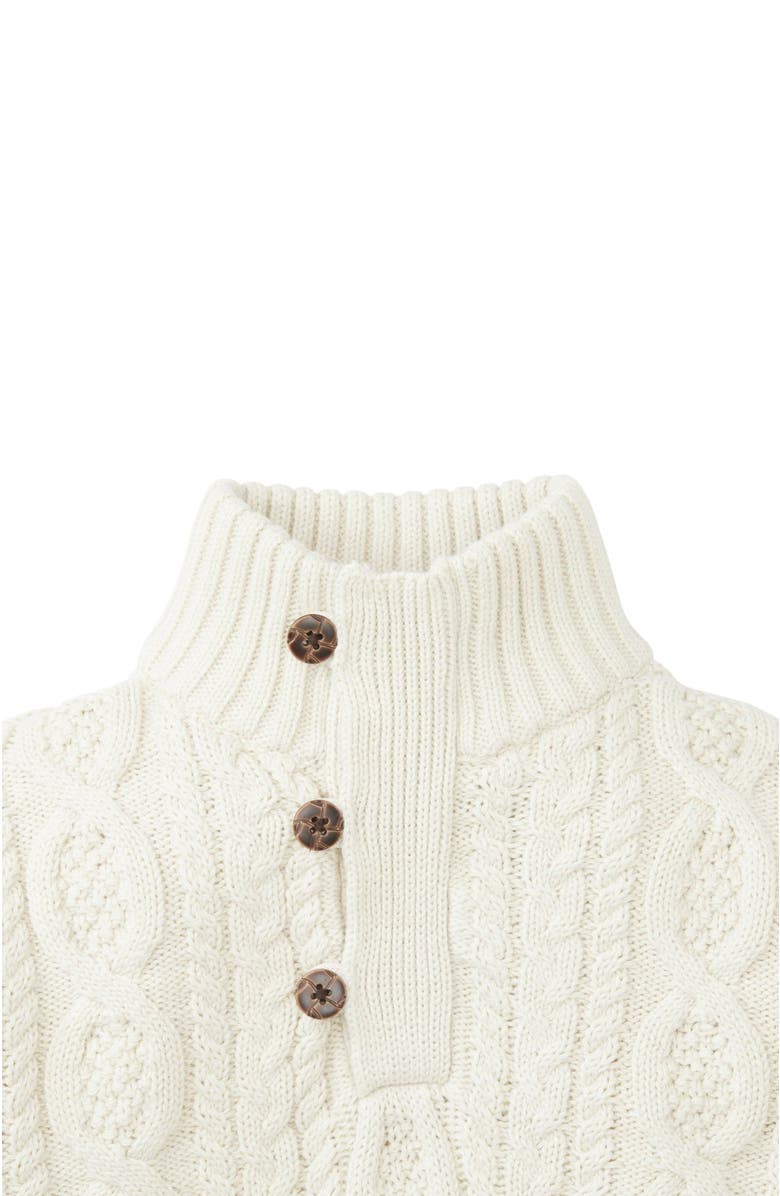 Hope & Henry Organic Mock Neck Cable Sweater with Buttons, Alternate, color, Soft White