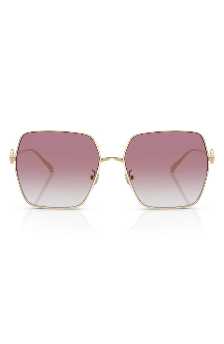 Tory Burch 58mm Gradient Square Sunglasses, Main, color, Shiny Light Gold / Grey Violet