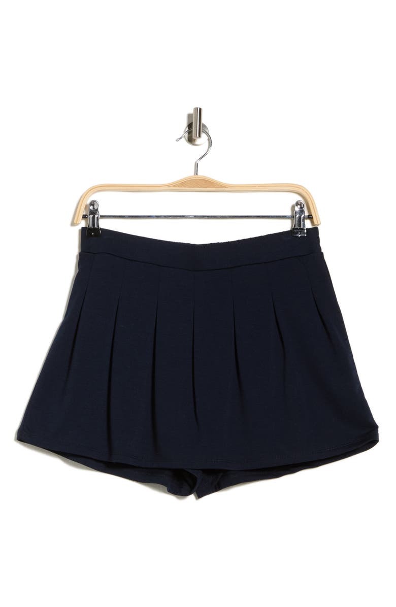 Bobeau Pleat Front Skort, Main, color, Navy