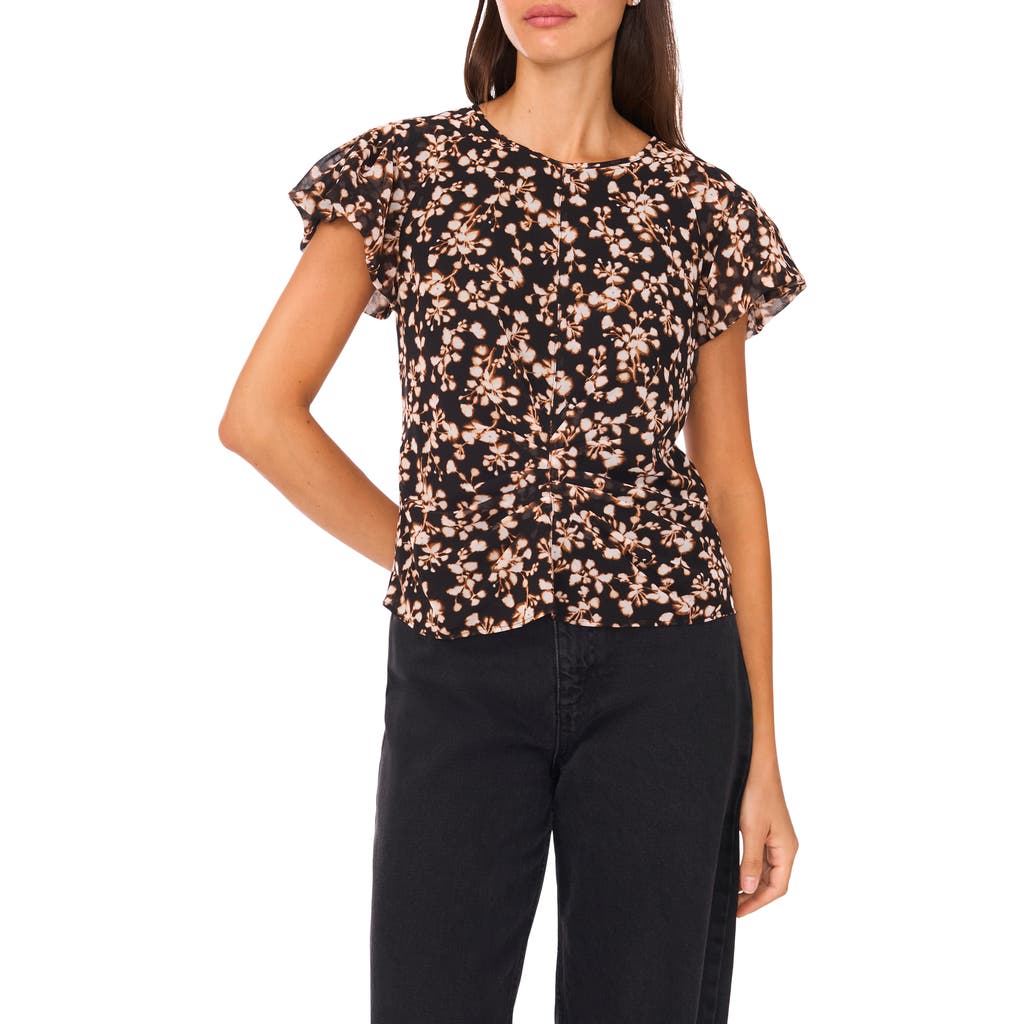 Parker Pucker Sleeve Top In Black