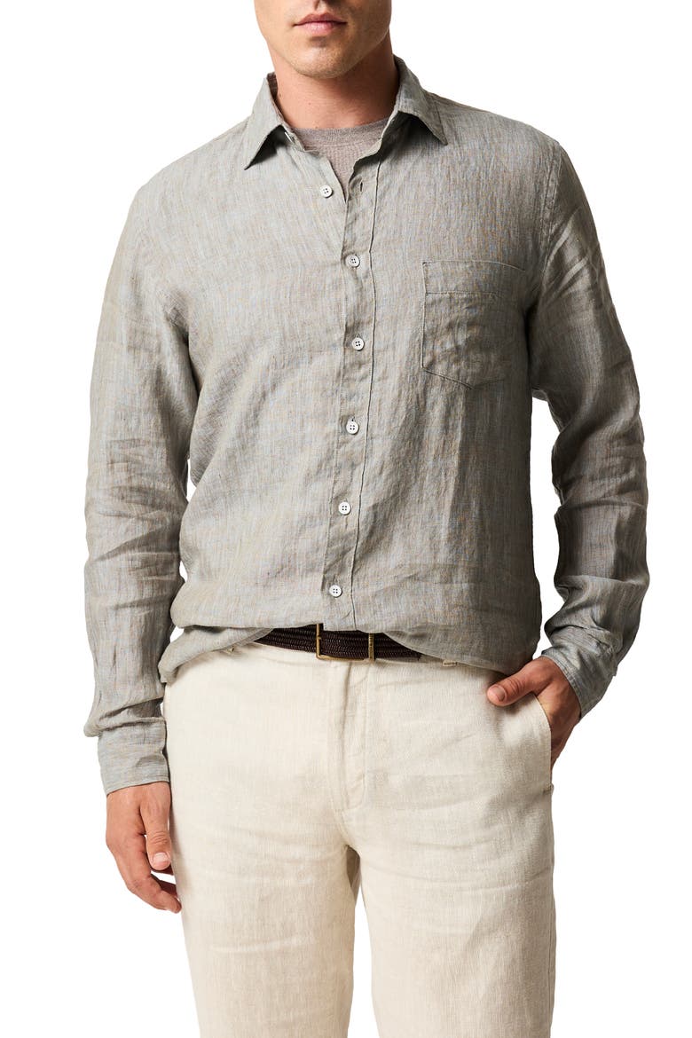 Coromandel Button-Up Linen Shirt, Main, color, TAUPE