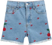 Truly Me Kids' Cherry Embroidered Jean Shorts