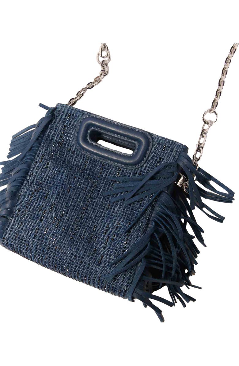 maje Rhinestone denim M Mini bag, Alternate, color,