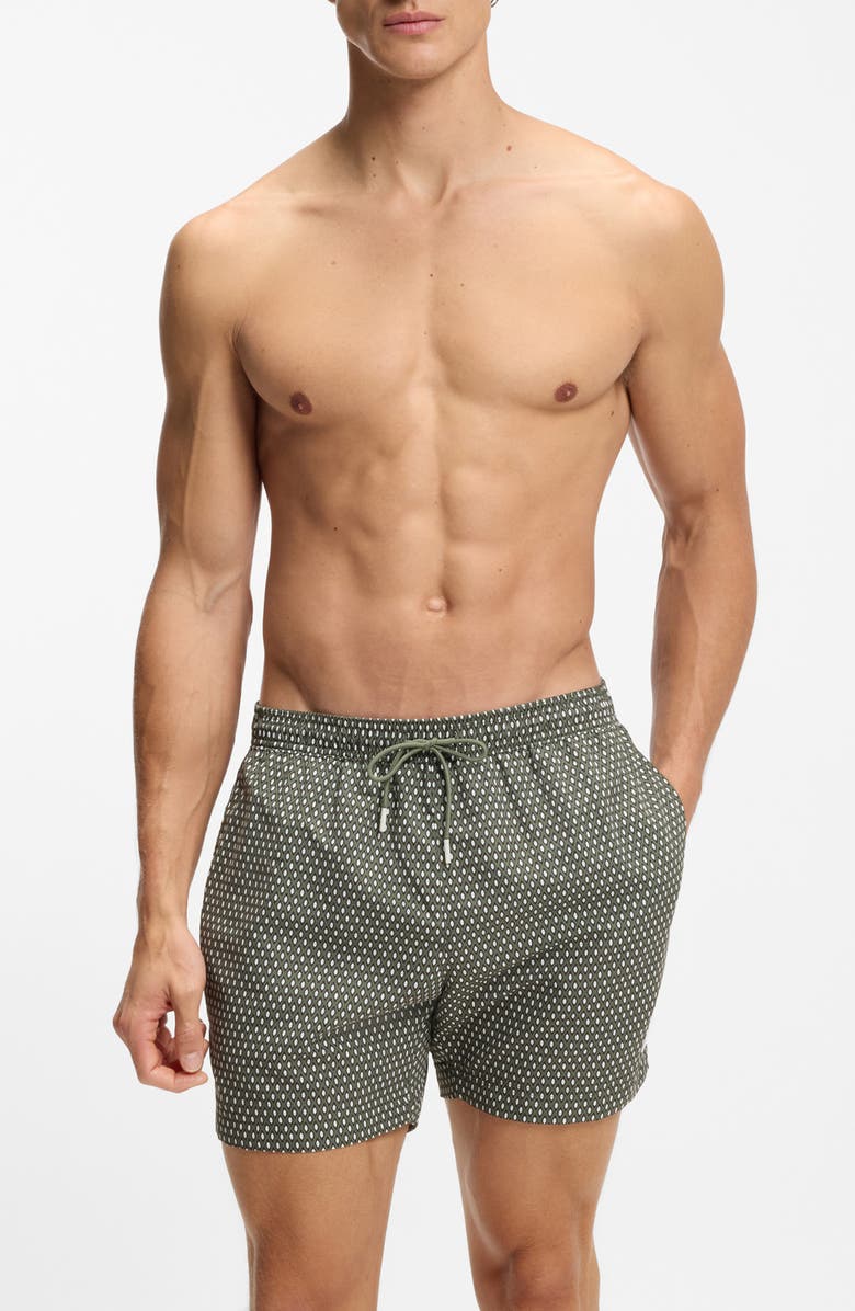 BOSS Vibe Swim Trunks, Main, color, Open Green