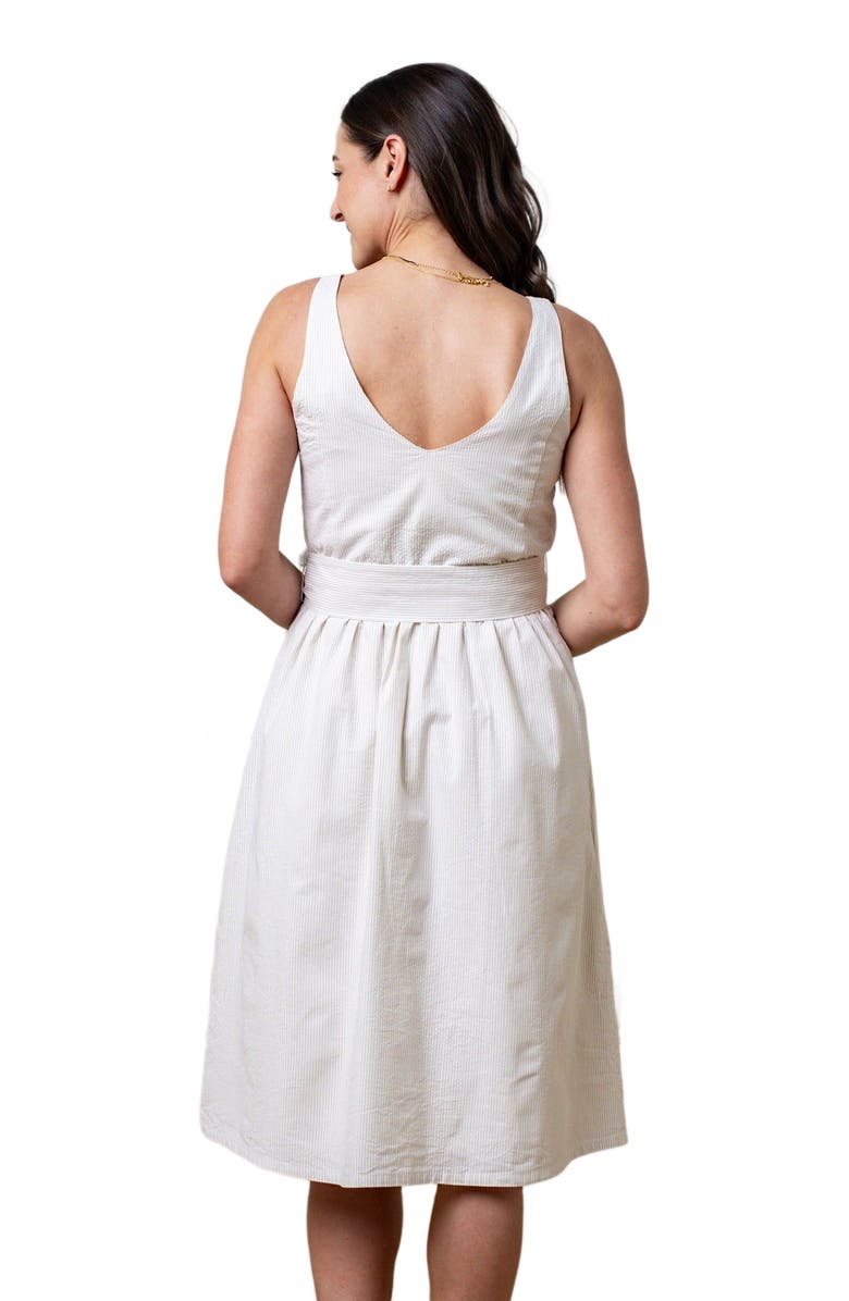 Hope & Henry Women's Organic A-Line Dress with Sash, Alternate, color, Khaki