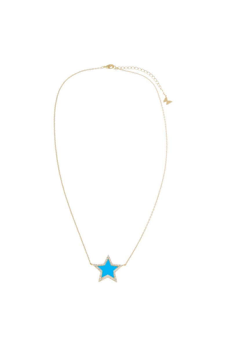 BY ADINA EDEN Pave Outline Colored Stone Star Necklace, Alternate, color, 