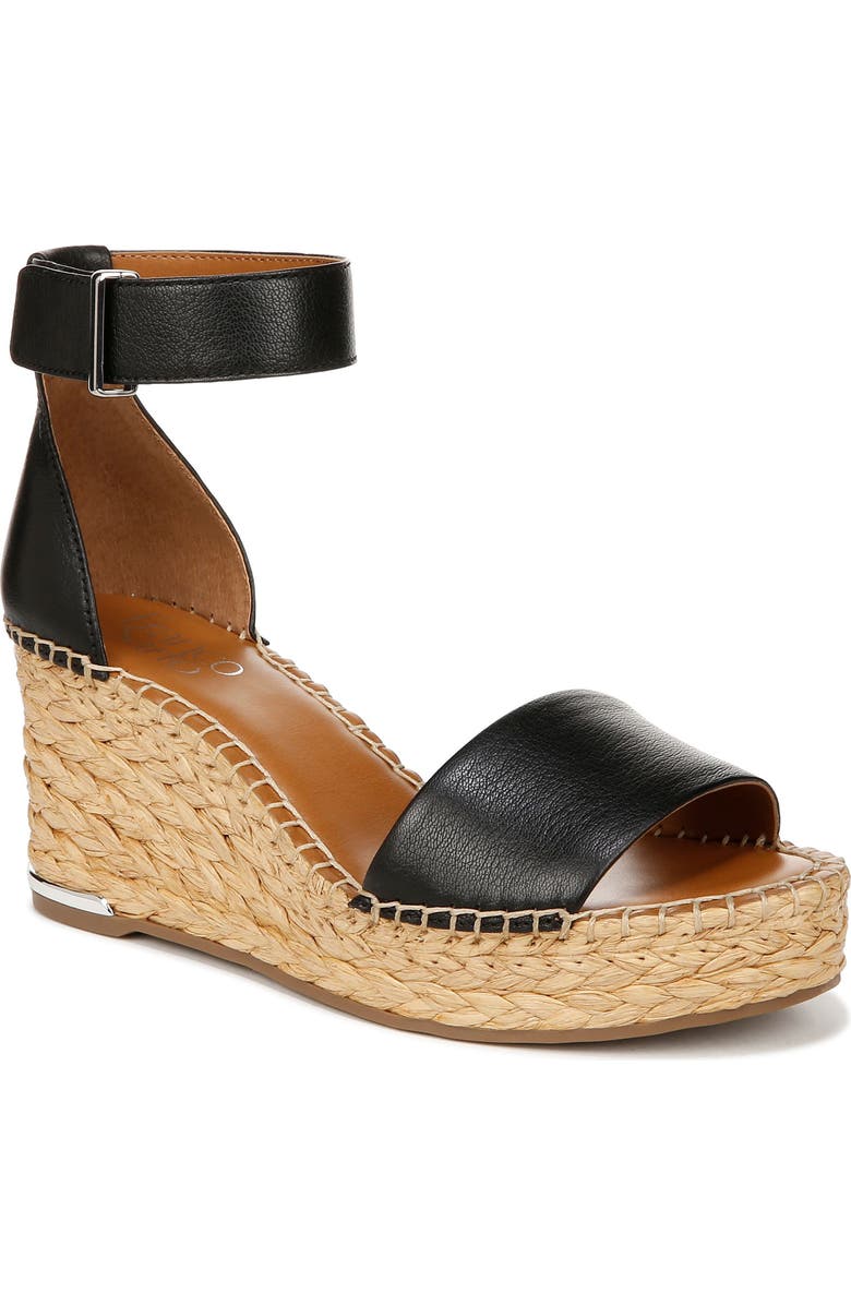 Franco Sarto Clemens Ankle Strap Platform Wedge Sandal, Main, color, Black