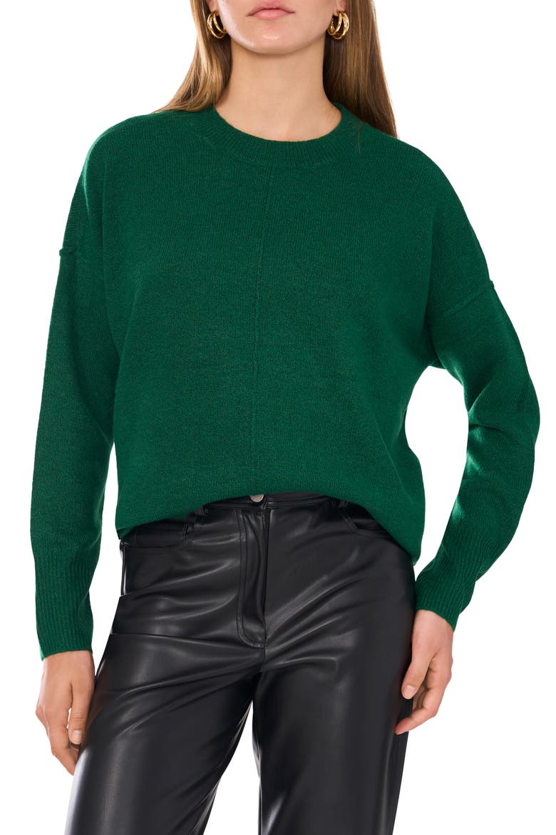 Exposed Seam Crewneck Sweater, Main, color, ALPINE GREEN