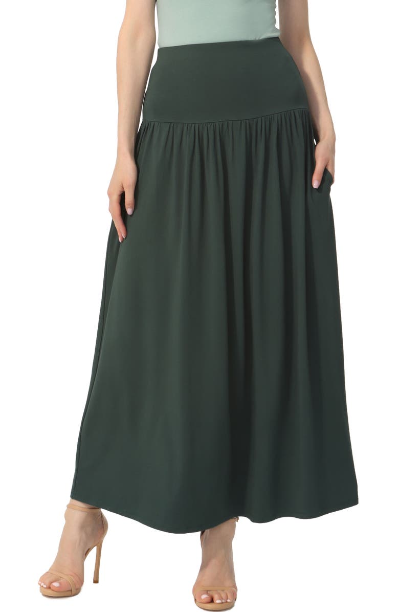 Kimi & Kai Women's Tiered Maxi Skirt, Main, color, Forest Green