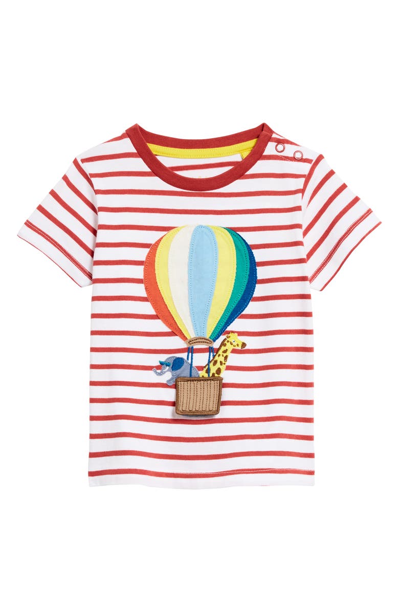 Mini Boden Boden Hot Air Balloon Flap Appliqué T-Shirt, Main, color, 