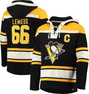 '47 Men's '47 Mario Lemieux Black Pittsburgh Penguins Retired Player Name & Number Lacer Pullover Hoodie
