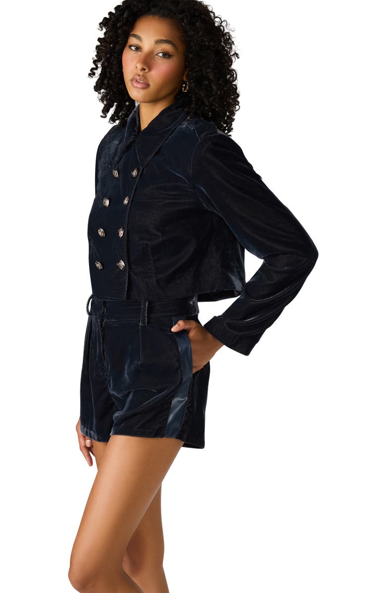 Steve Madden Minnetta Velvet Shorts, Alternate, color, Indigo Velvet