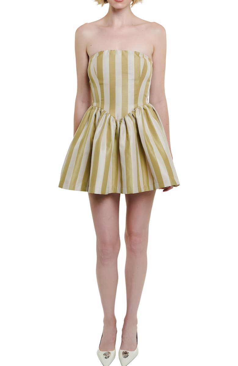 Madeline Marie Roxanne Mini Dress, Main, color, Sage Stripe