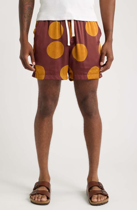 Curly Print Drawstring Shorts