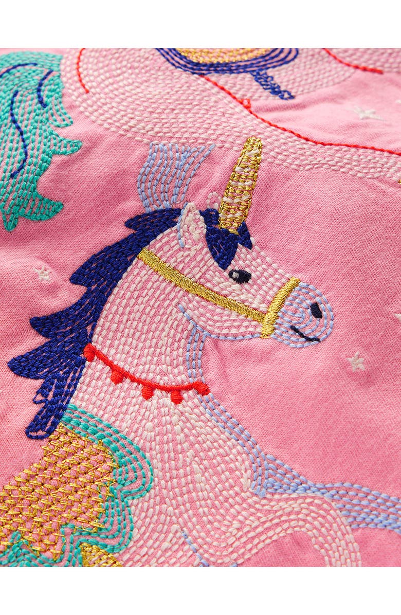 Mini Boden Kids' Embroidered Unicorn T-Shirt, Alternate, color, Pink Unicorns