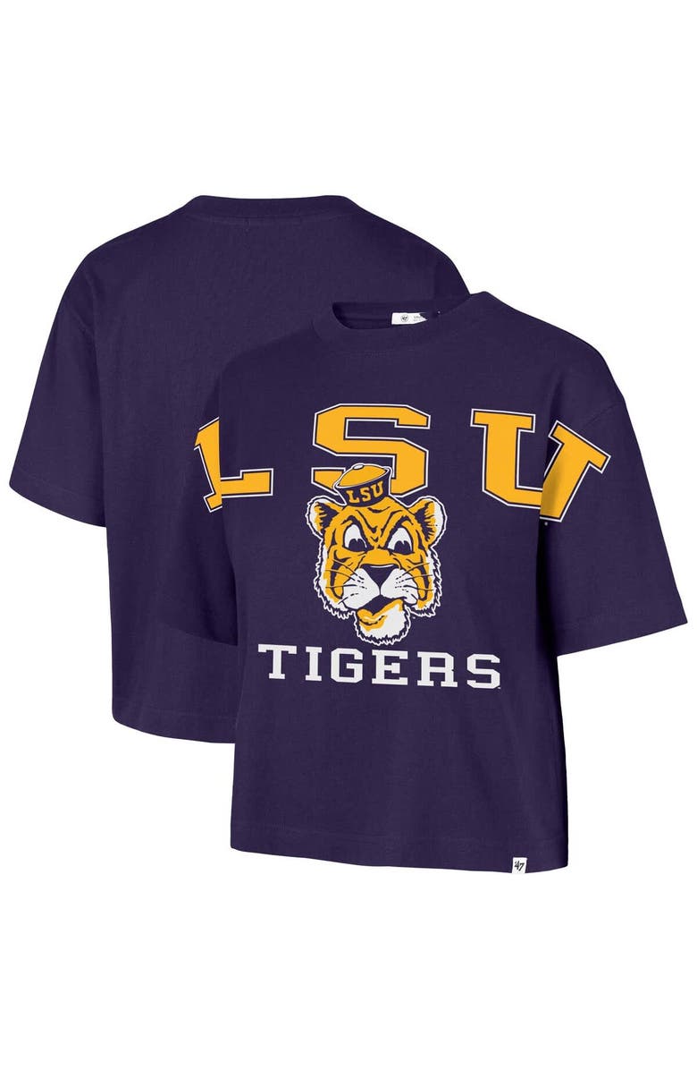 '47 Women's '47 Purple LSU Tigers Outreach City Relaxed Cropped T-Shirt, Main, color, 