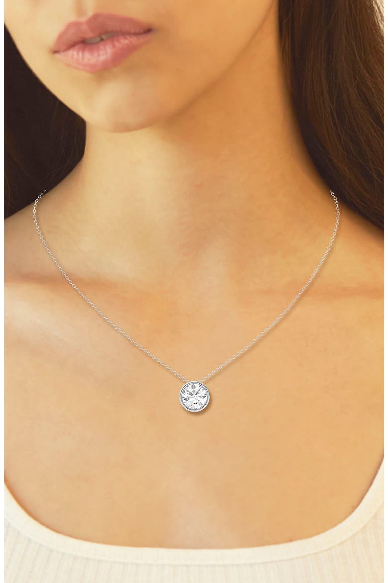 Round Cut Lab Created Diamond Necklace - 0.75ctw, Alternate, color, WHITE GOLD