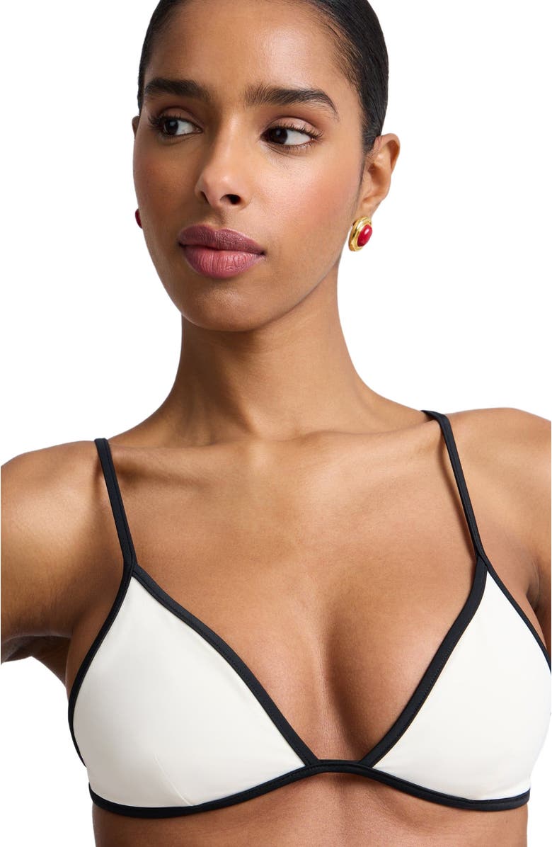 Onia Aimee String Bikini Top, Alternate, color, Egret/Black